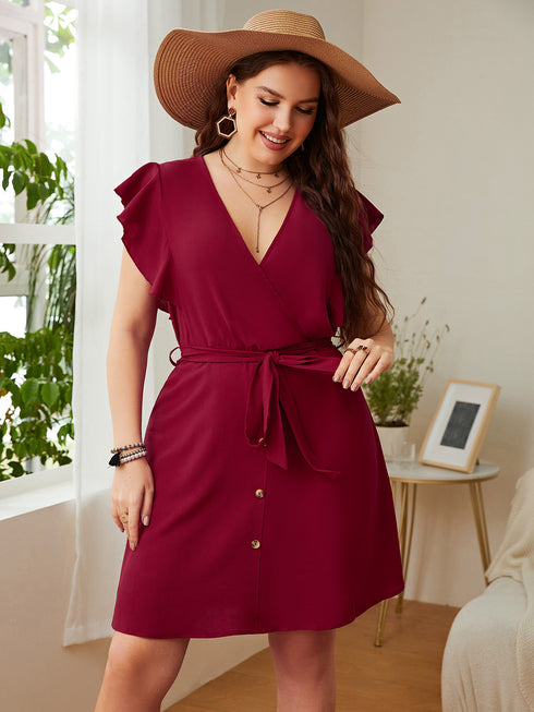 Summer Plus Size Ladies Deep V Party Dresses - ROUTINE FASHION